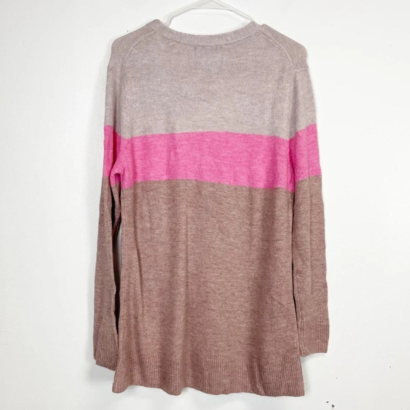 Old Navy Sweater Womens Plus Size 1X Pink Colorblock Crewneck NWT - Picture 2 of 8